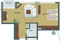Grundrisszeichnung der Zweipersonenwohnung