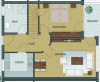 Grundrisszeichnung der Maisonette-Wohnung 3.OG