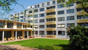 Gartenansicht des Gebäudes in der Hammersteinstraße.